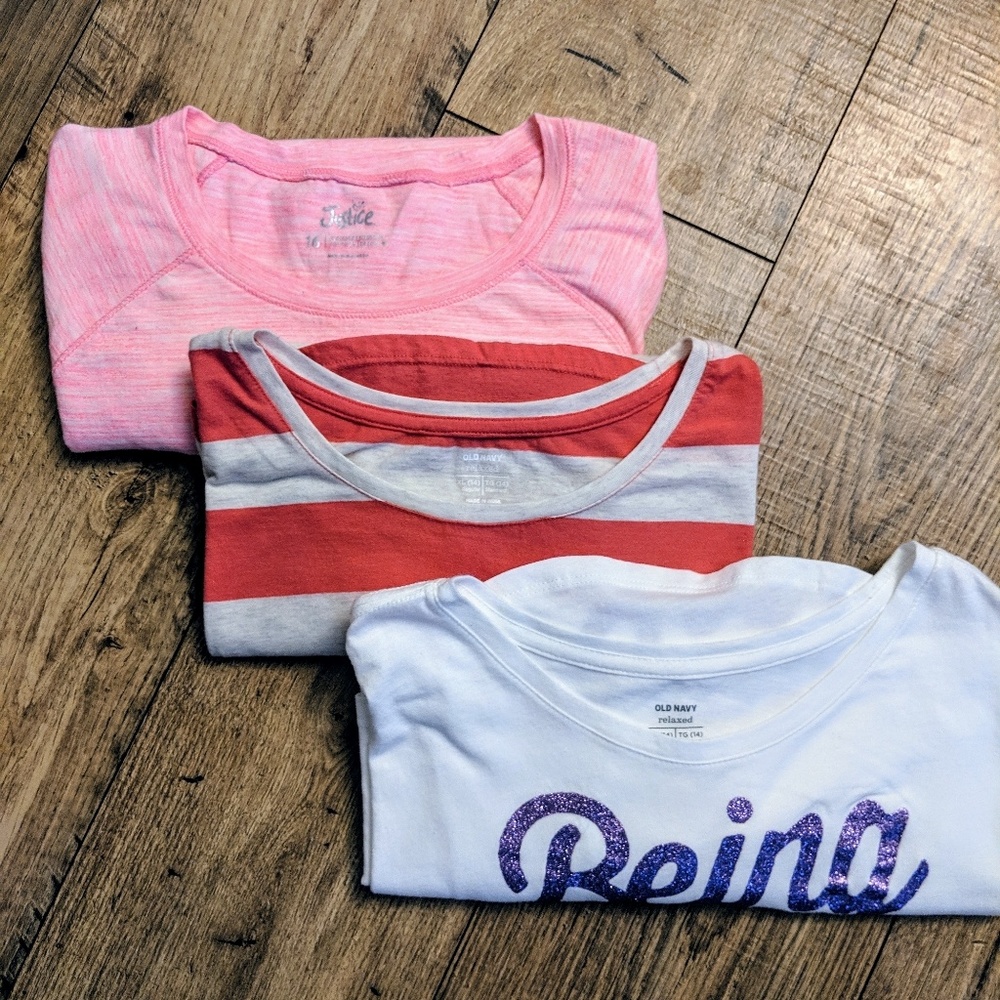 Lot of 3 XL girls shirts. 2 Old Navy & 1 Justice